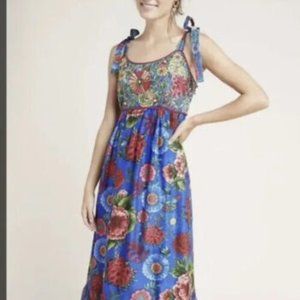 Anthropologie PAYAL JAIN Cirque Embroidered Floral Midi Dress - Size 6